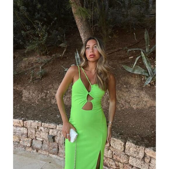 H&M Cut Out Dress Green New - Picture 1 of 5